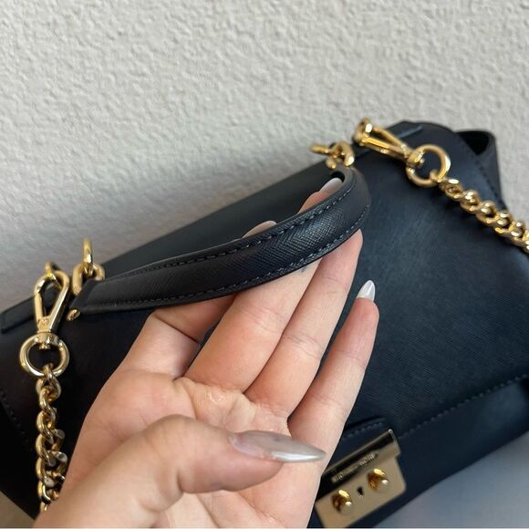 MICHAEL KORS Blue Selma Mercer Raven Bedford Chain Satchel Crossbody - Picture 2 of 13